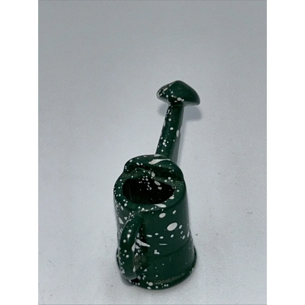 Vintage Miniature Green Speckled Watering Can Heavy